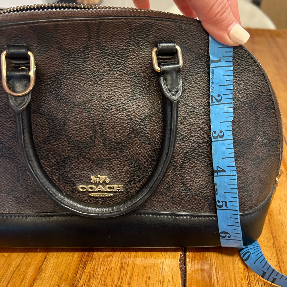Coach Brown Signature Dome Satchel with Black Trim - Picture 3 of 10